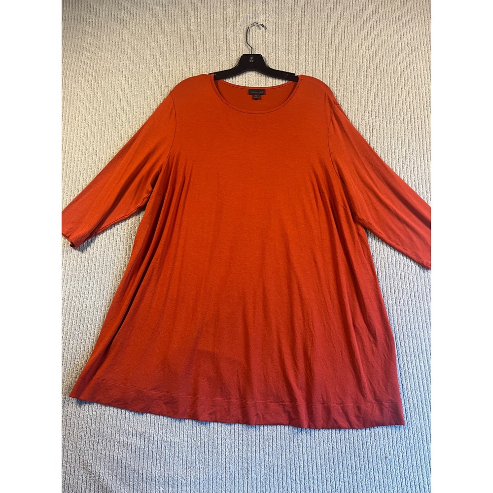 J. Jill Top Womens 2X Wearever Jersey Tunic Burnt Orange 3/4 Sleeve Knit EUC